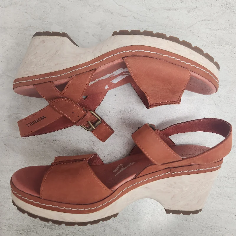 Bold and statement-making women's shoes for the bold and beautifulSandals Heels Wedge By Merrell In Orange, Size: 7