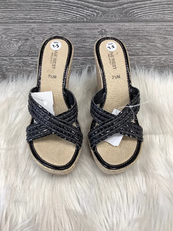 Durable and reliable women's shoesSandals Heels Wedge By Nine West In Black & Tan, Size: 7.5