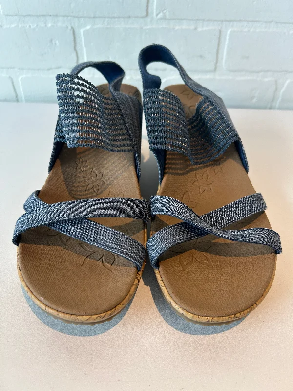 Durable and stylish women's shoes for outdoor activitiesSandals Heels Wedge By Skechers In Blue & Tan, Size: 9