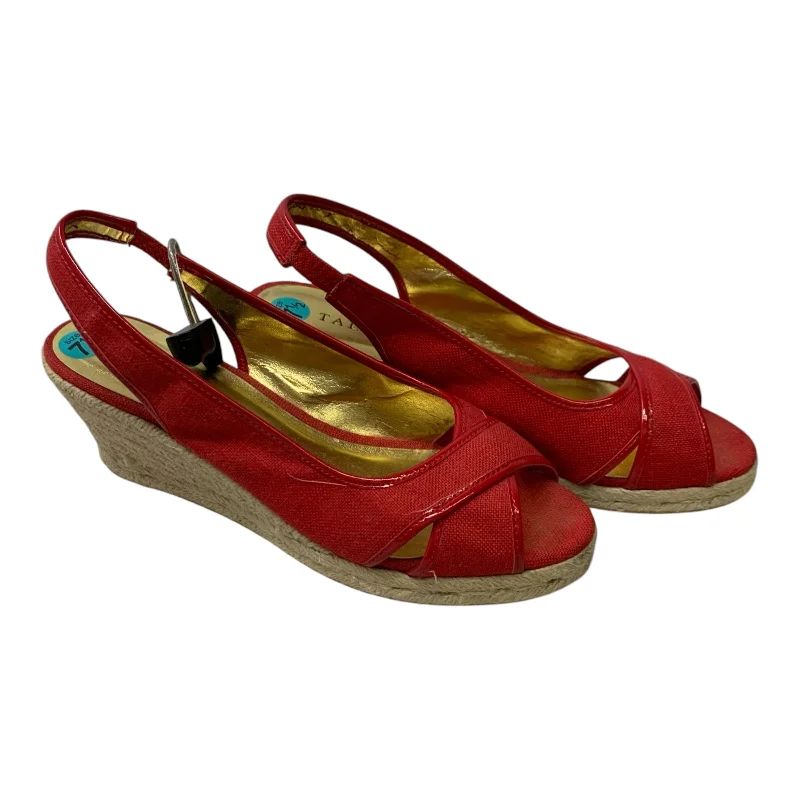 Comfy and casual women's shoes for the weekendSandals Heels Wedge By Talbots In Red, Size: 7.5