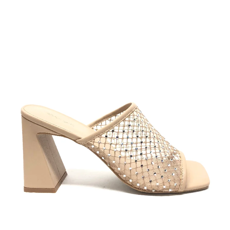 Elegant and sophisticated women's shoes for mature womenTan Sandals Heels Block Open Edit, Size 10