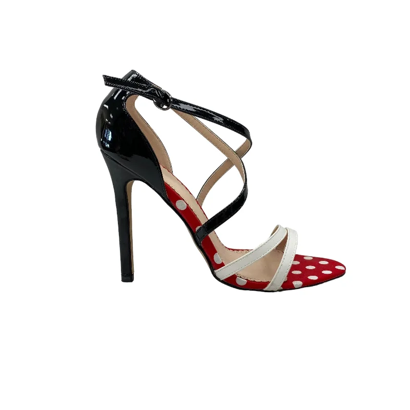 Stylish and comfortable women's shoes for long days at workBLACK & RED SANDALS HEELS STILETTO by MADISON Size:10