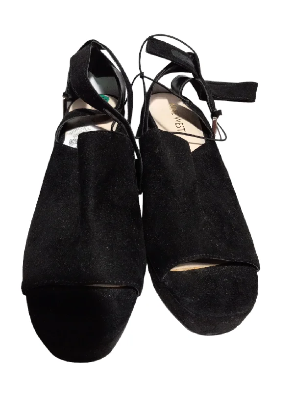 Chic and stylish women's shoes for cocktail partiesBlack Sandals Heels Block Nine West, Size 7.5 Chic and stylish women's shoes for cocktail partiesBlack Sandals Heels Block Nine West, Size 7.5