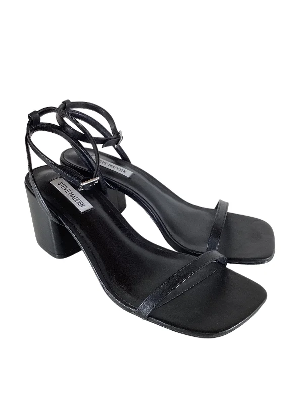 Comfy and stylish women's shoes for lounging around the houseBlack Sandals Heels Block Steve Madden, Size 11
