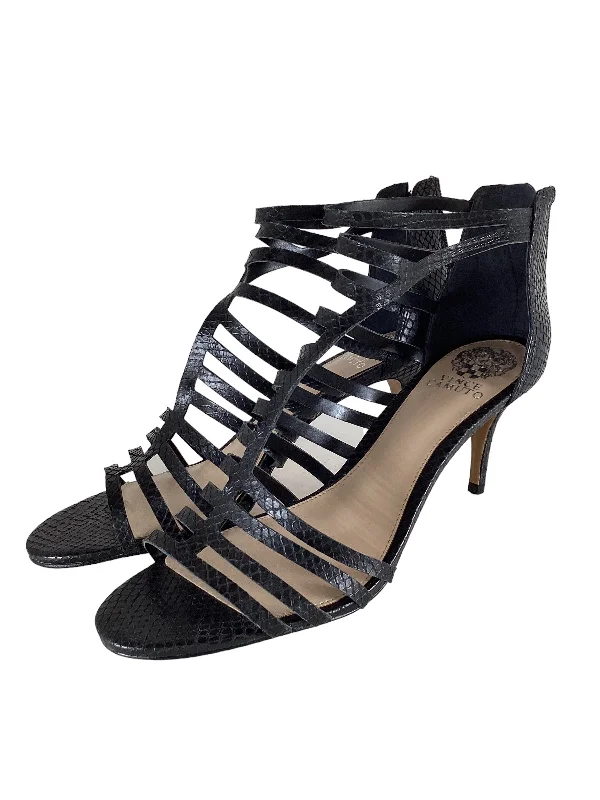 Elegant and classic women's shoes for prom nightBlack Sandals Heels Stiletto Vince Camuto, Size 11