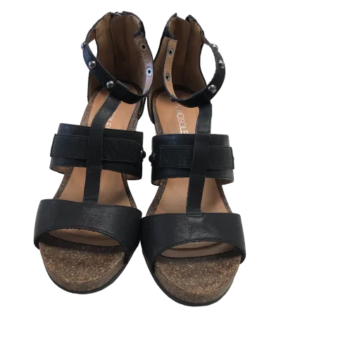 Flattering and stylish women's shoes for wide feetBlack Sandals Heels Wedge Aerosoles, Size 8.5