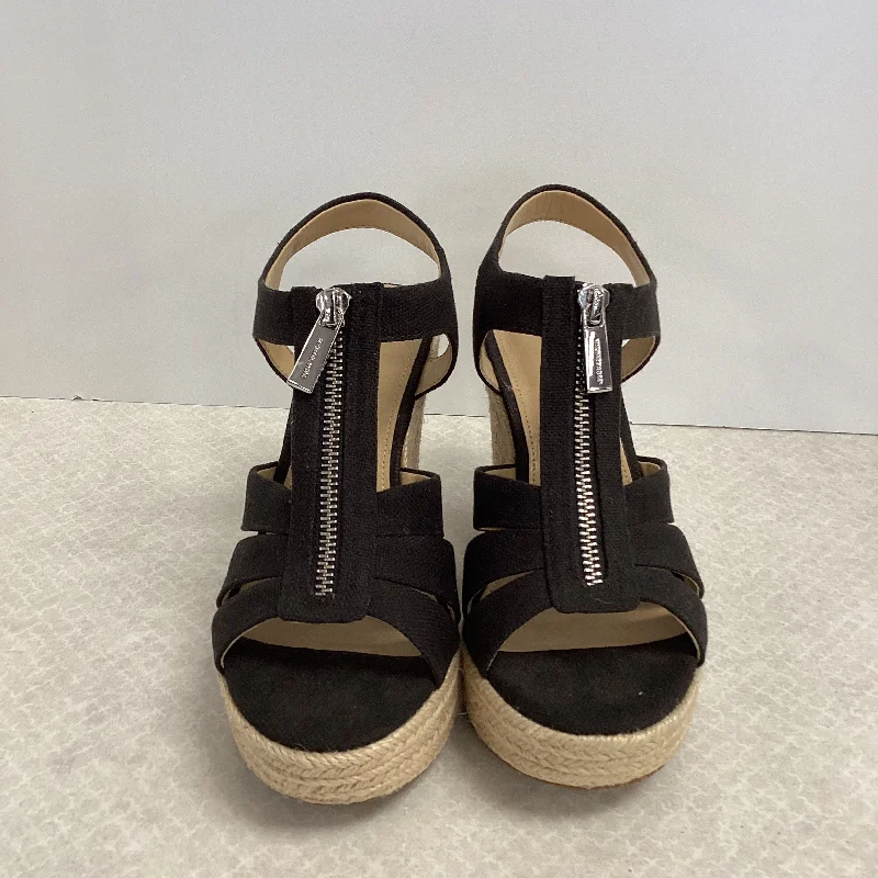 Elegant and sophisticated women's shoes for opera nightsBlack Sandals Heels Wedge Michael By Michael Kors, Size 5.5