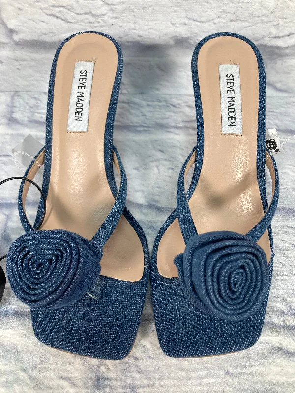Stylish and supportive women's shoes for plantar fasciitisBlue Sandals Heels Block Steve Madden, Size 9 Stylish and supportive women's shoes for plantar fasciitisBlue Sandals Heels Block Steve Madden, Size 9
