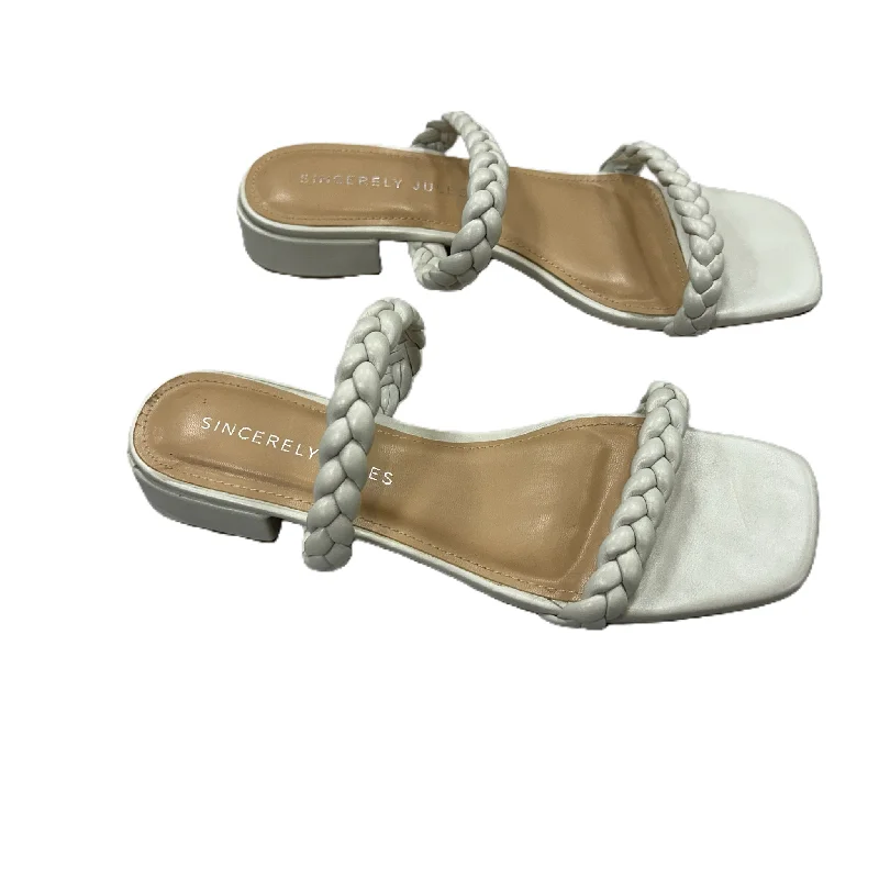 Stylish and supportive women's shoes for high archesCream Sandals Heels Block By Sincerly Jules, Size: 9.5