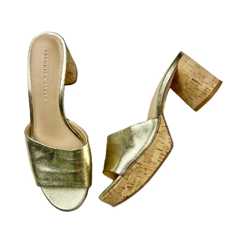 Chic and trendy women's shoes for the officeGold Sandals Heels Block By Veronica Beard, Size: 9.5
