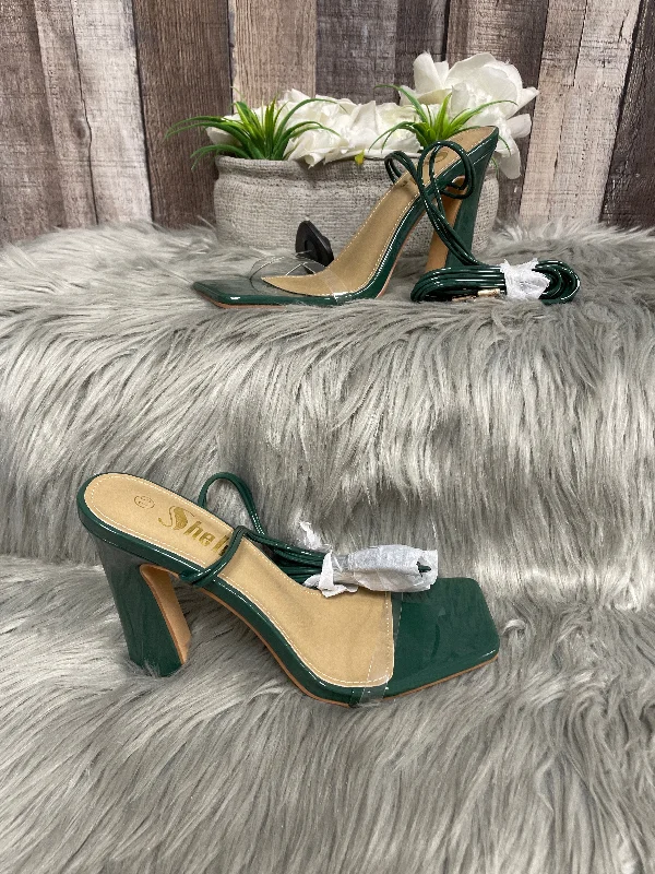 Elegant and sophisticated women's shoes for dinner datesGreen Sandals Heels Block Shein, Size 7.5