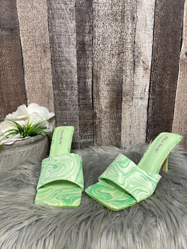Elegant and refined women's shoe designsGreen Sandals Heels Stiletto Cme, Size 7
