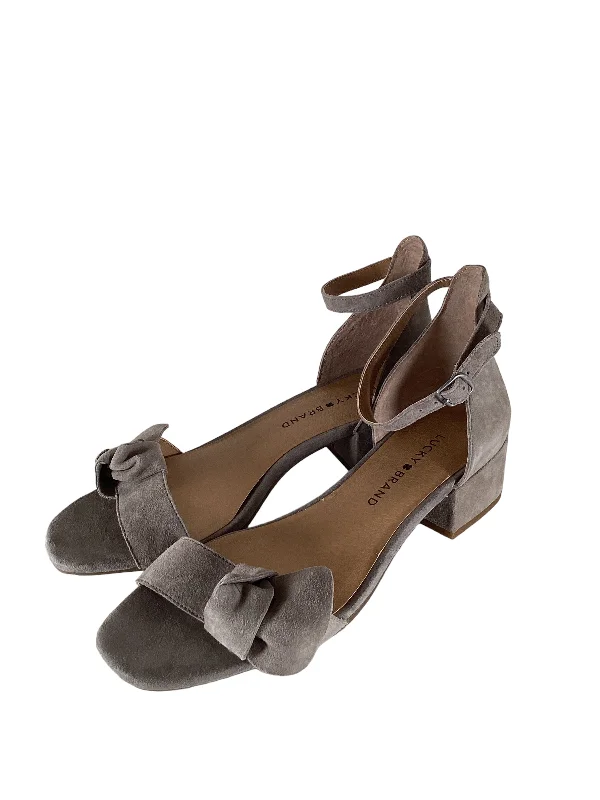 Stylish and comfortable women's shoes for long days at workGrey Sandals Heels Block Lucky Brand, Size 8.5