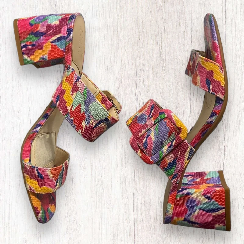 Colorful and vibrant women's shoe patternsMulti-colored Sandals Heels Block Alex Marie, Size 7.5