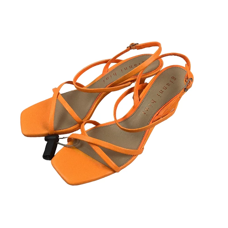 Bold and unique women's shoes for fashion-forward individualsOrange Sandals Heels Stiletto Gianni Bini, Size 9