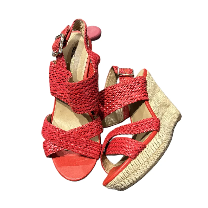 Stylish and practical women's shoes for rainy daysRed Sandals Heels Wedge By Sole Society, Size: 7.5 Stylish and practical women's shoes for rainy daysRed Sandals Heels Wedge By Sole Society, Size: 7.5