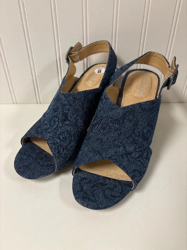Practical and functional women's footwear solutionsSandals Heels Block By Adam Tucker In Blue Denim, Size: 8