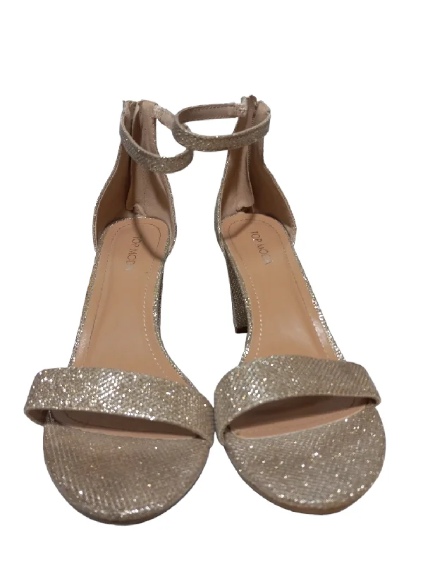 Elegant and sophisticated women's shoes for mature womenSandals Heels Block By Top Moda In Gold, Size: 10