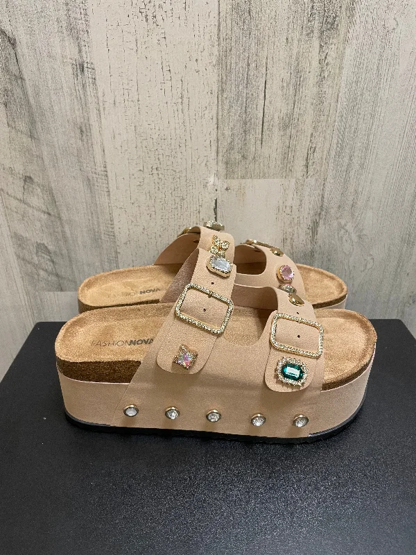 Elegant and refined women's shoe designsTan Sandals Heels Block Fashion Nova, Size 7