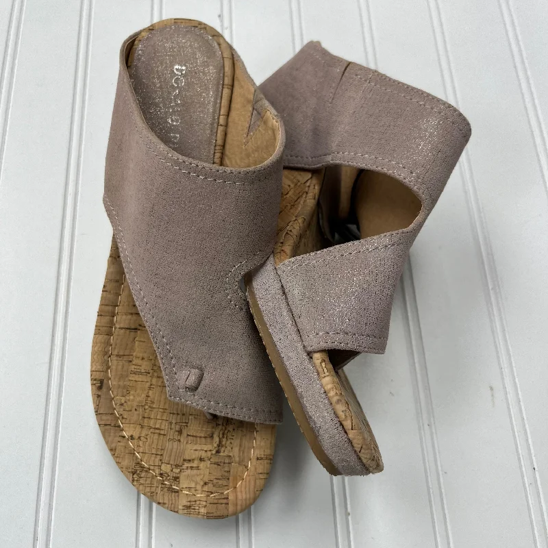 Stylish and supportive women's shoes for high archesTan Sandals Heels Wedge Donald Pliner, Size 9.5