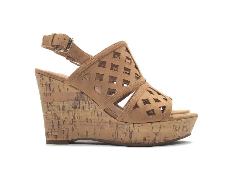 Chic and stylish women's shoes for graduation ceremoniesTan Sandals Heels Wedge Franco Sarto, Size 6