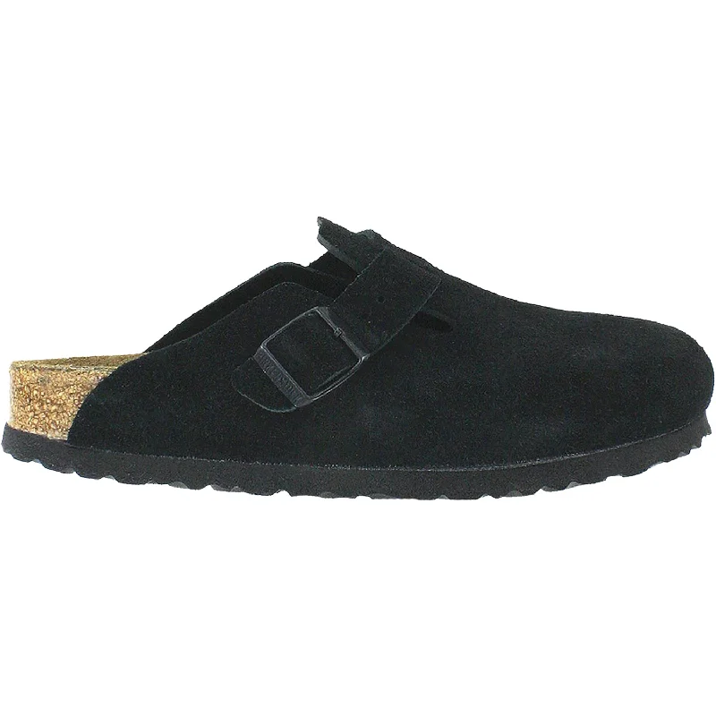 Timeless classic women's shoe designsUnisex Birkenstock Boston Soft Footbed Black Suede