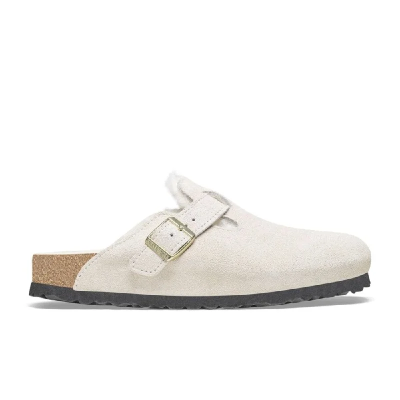 Classic and timeless women's footwear choicesBirkenstock Boston Shearling - Antique White Suede