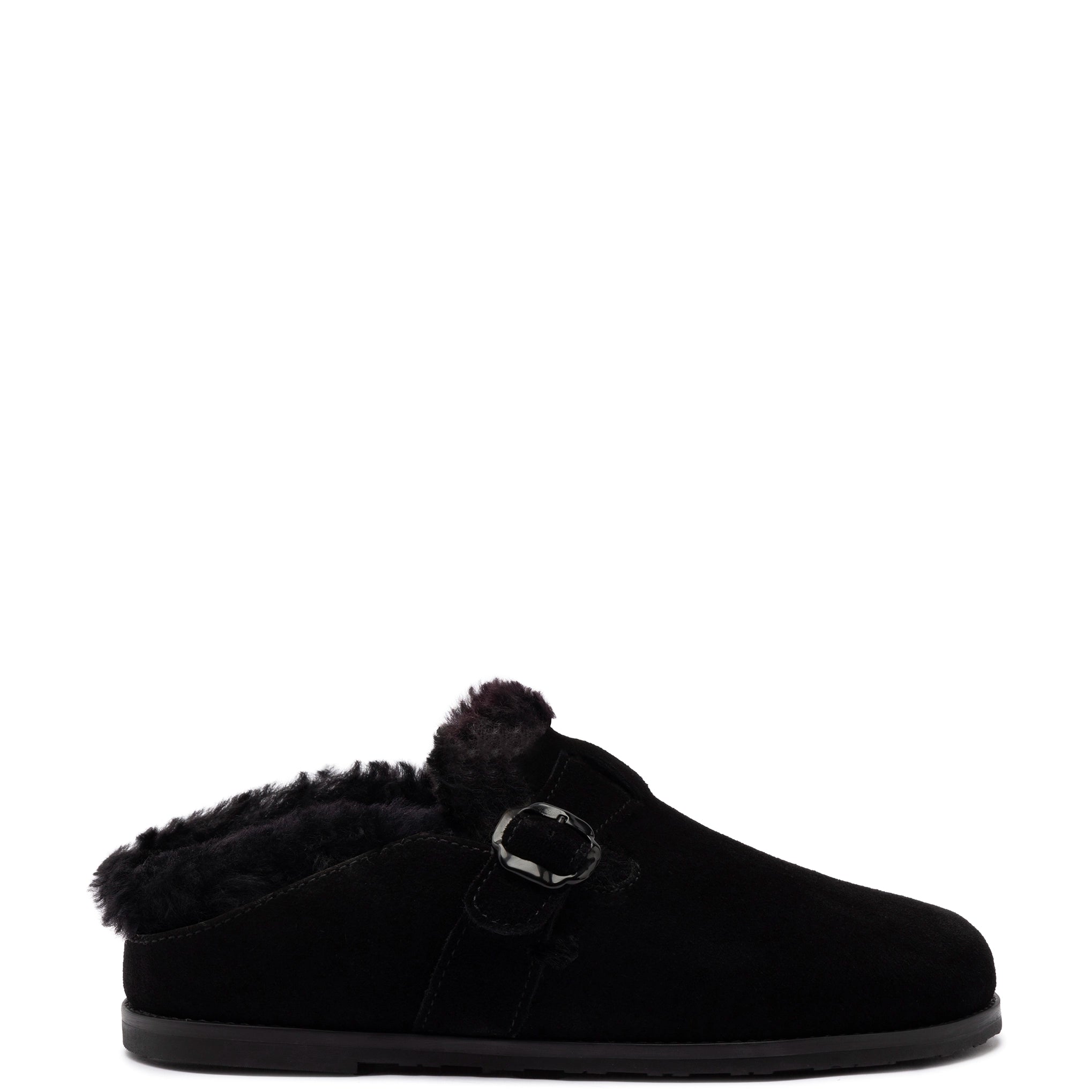 Sleek and modern women's footwear optionsMilan Fur Clog In Black Suede
