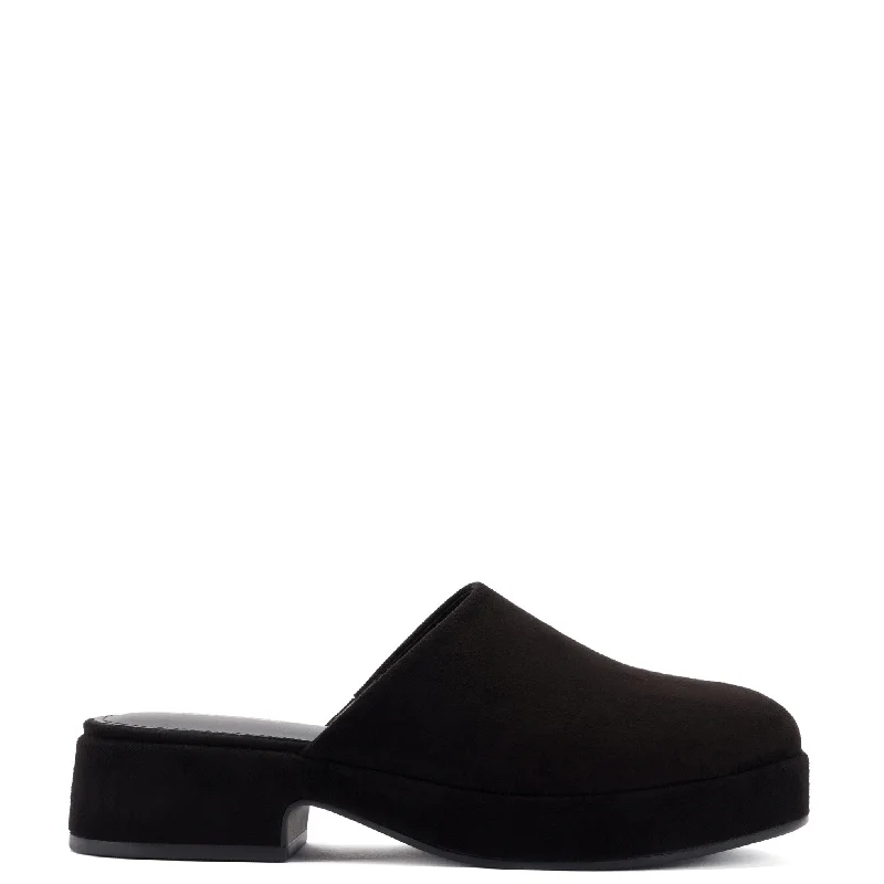 Stylish and affordable women's shoesMiso Flatform Clog In Black Suede