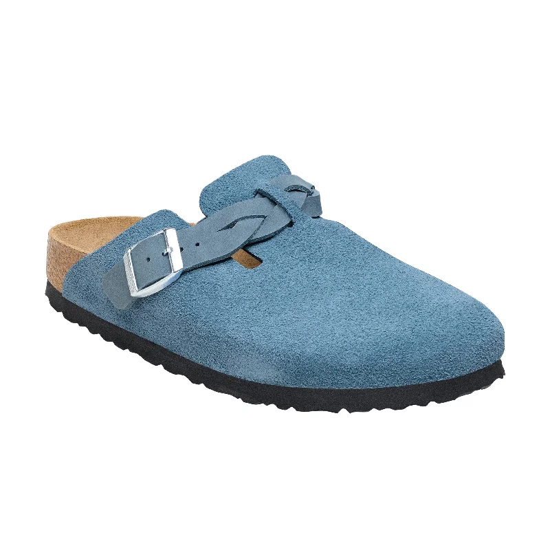 Chic and stylish women's shoes for fashion weekBoston Braided Elemental Blue Suede Leather