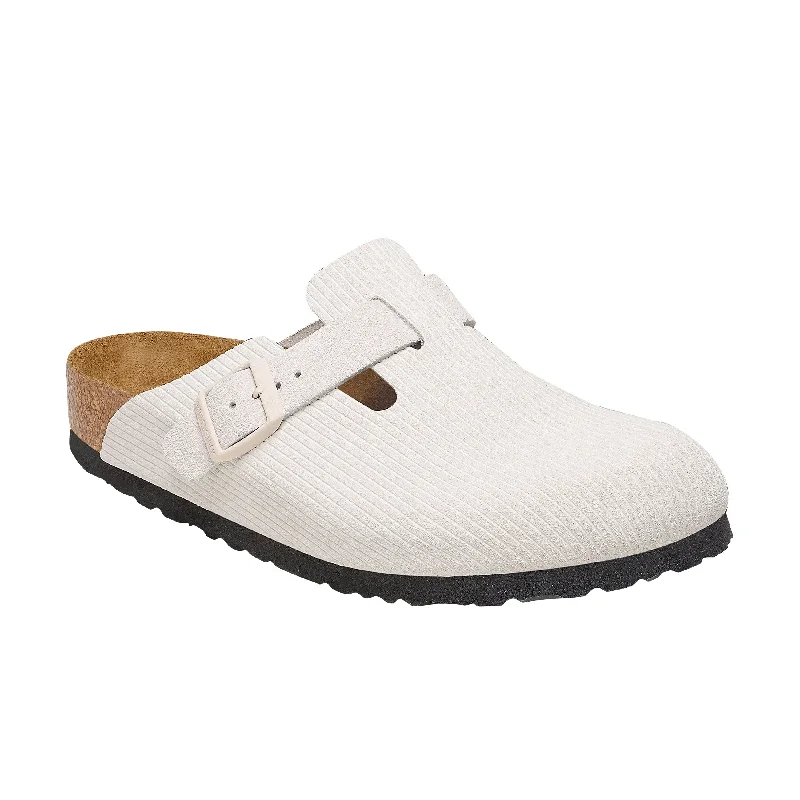 Flattering and stylish women's shoes for petite feetBoston Corduroy Antique White Embossed Suede Leather