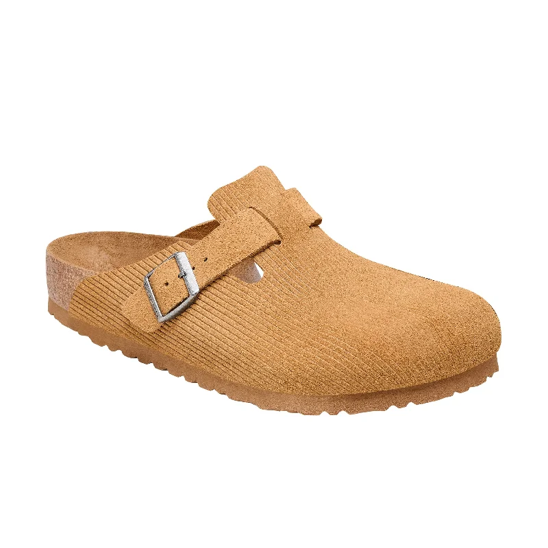 Sleek and modern women's footwear optionsBoston Corduroy Cork Brown Embossed Suede Leather