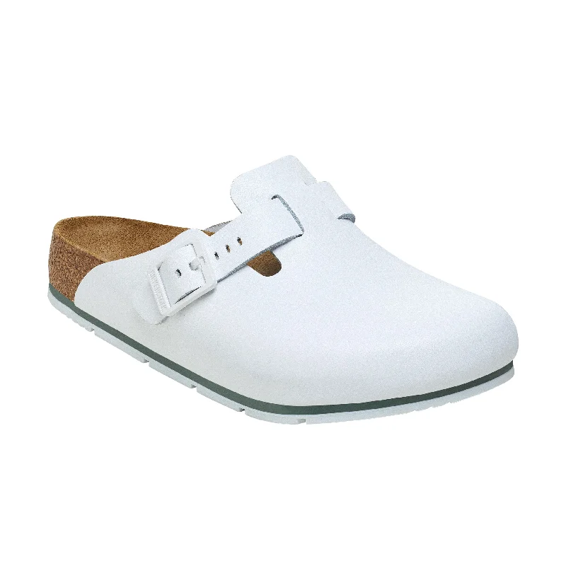Comfortable and supportive women's shoes for all-day wearBoston Pro White PU Coated Natural Leather