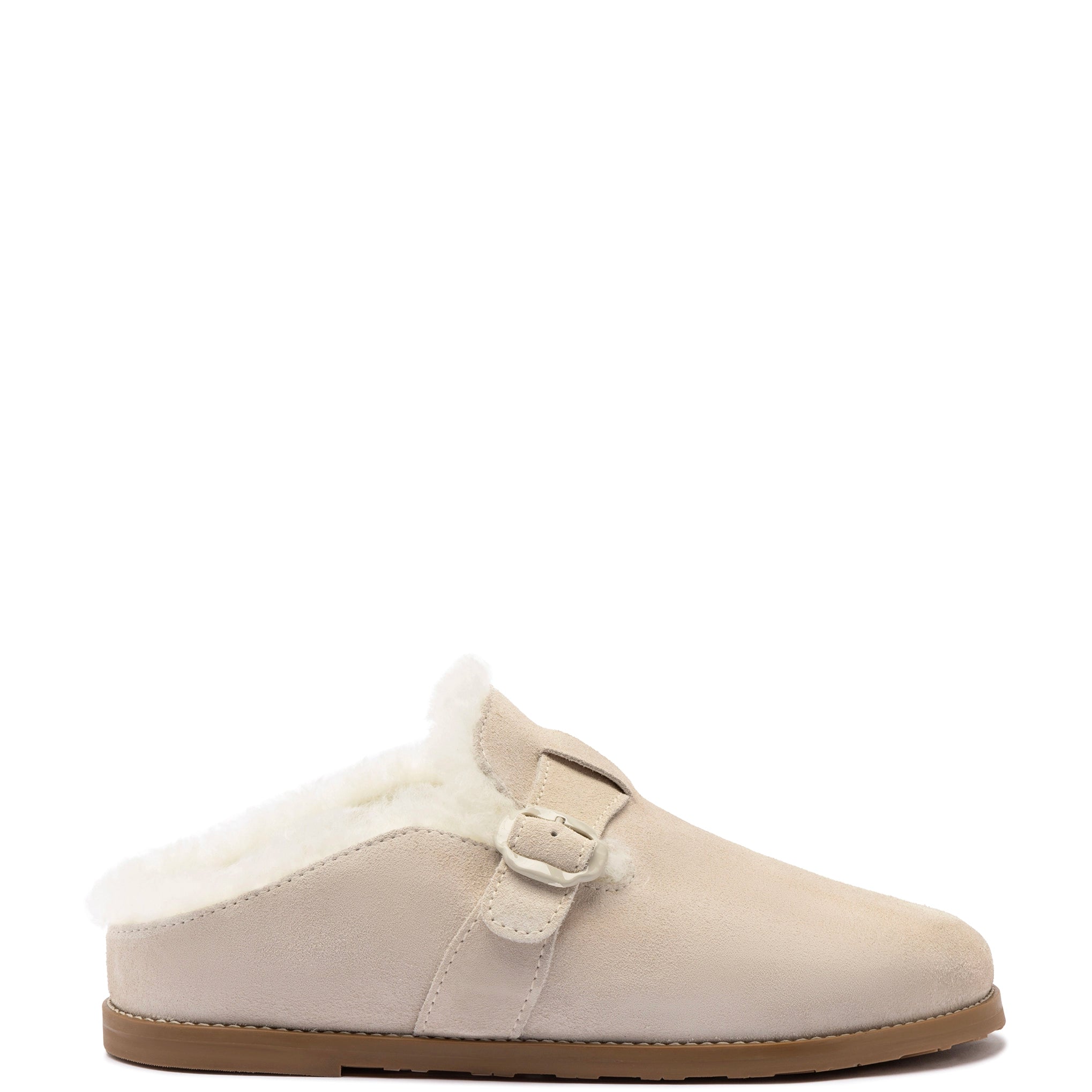 Timeless and elegant women's shoe classicsMilan Fur Clog In Mushroom Grey Suede