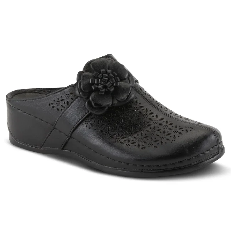 Colorful and vibrant women's shoe patternsSpring Step Lilybean Black Leather Clog (Women's)
