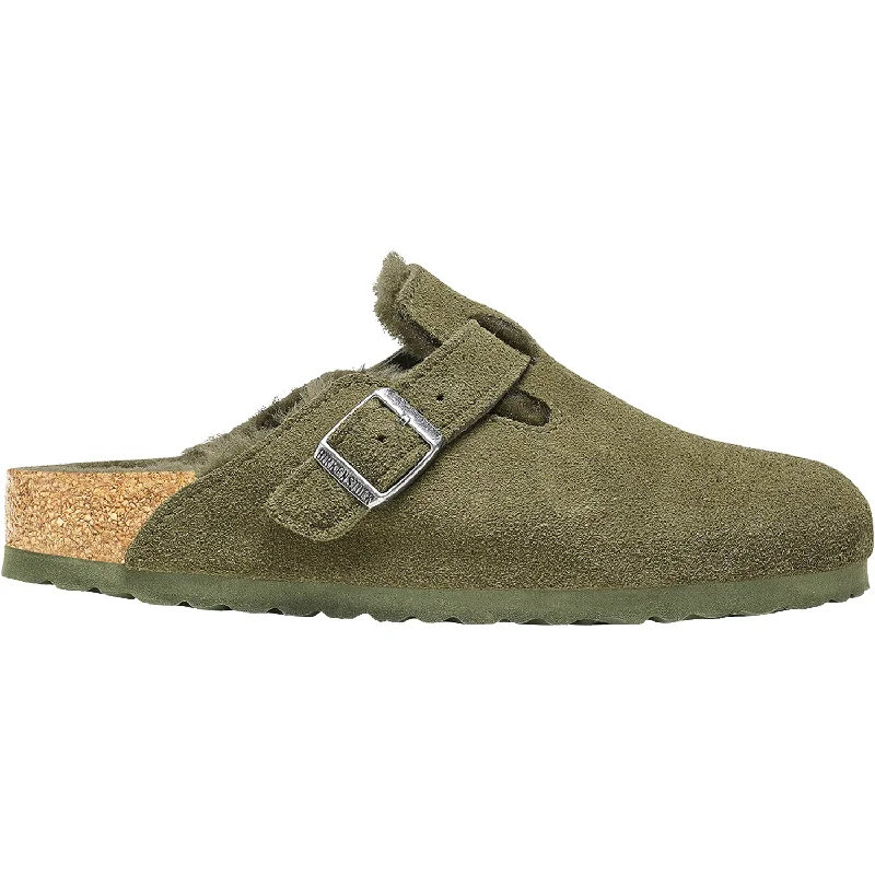 Elegant and sophisticated women's shoes for elegant eveningsUnisex Birkenstock Boston Shearling Thyme Suede