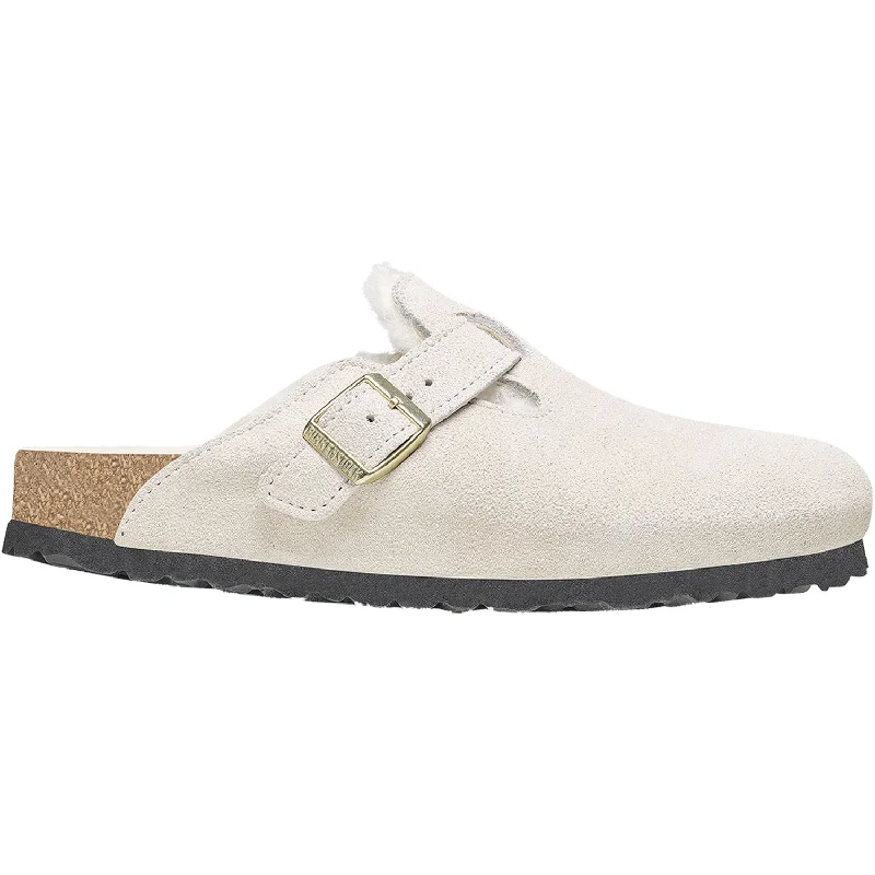 Chic and stylish women's shoes that complement every outfit and occasioWomen's Birkenstock Boston Shearling Antique White Suede