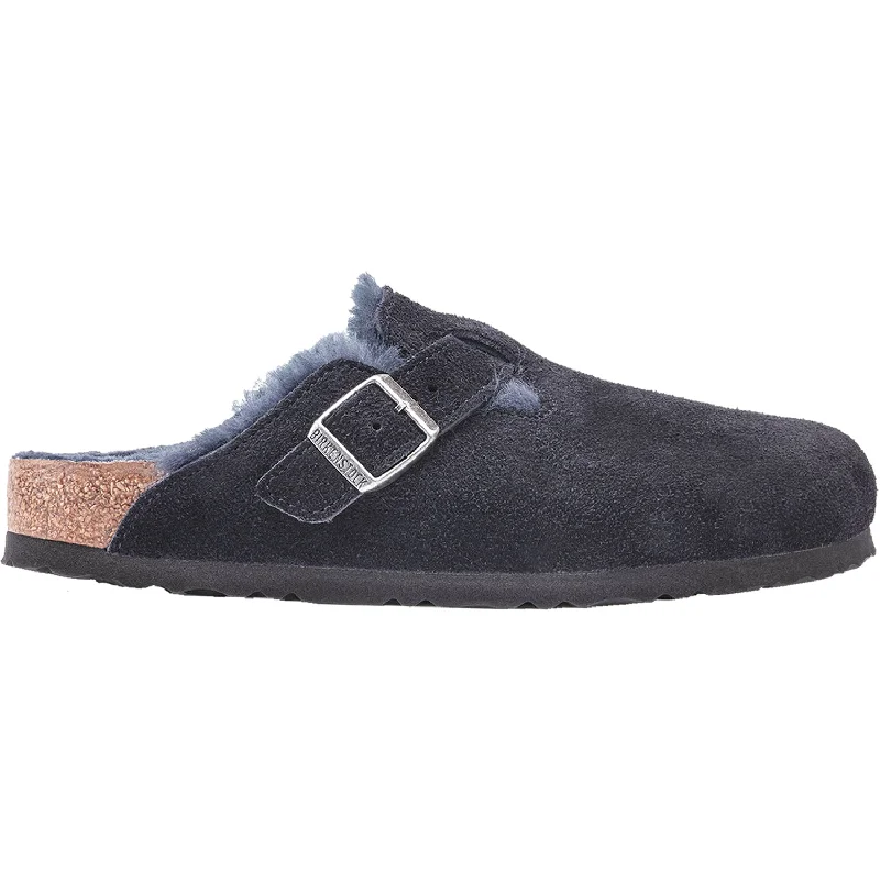 Versatile and adaptable women's shoes for every occasionUnisex Birkenstock Boston Shearling Midnight Suede