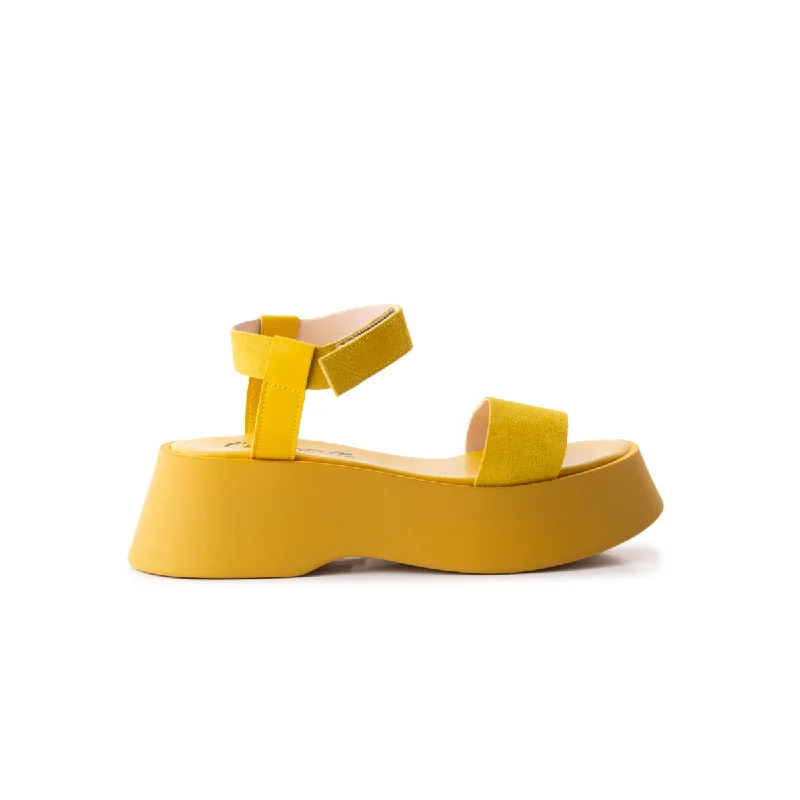 Comfy and cozy women's shoes for loungingAguo Yellow Leather
