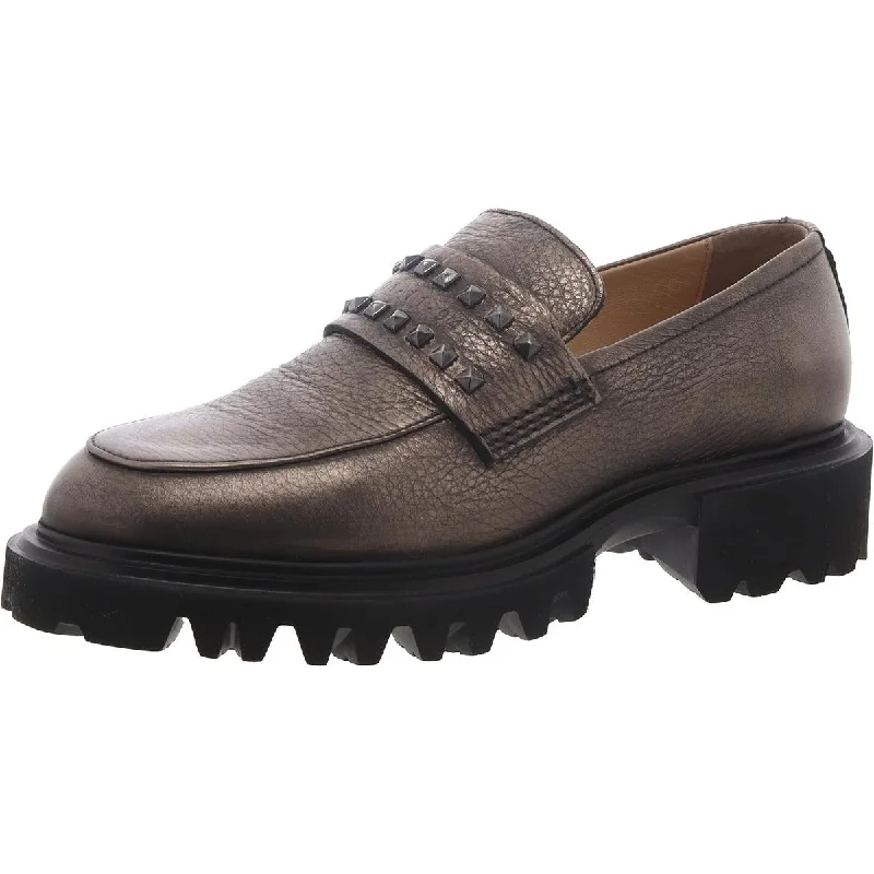 Chic and sophisticated women's footwear for workAll Saints Womens Lola Faux Leather Studded Loafers