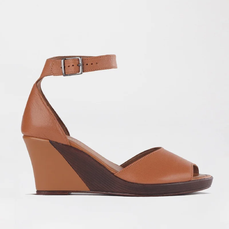 Flattering and stylish women's shoes for wide feetAnkle Strap Wedge Sandal in Tan - 12422 Flattering and stylish women's shoes for wide feetAnkle Strap Wedge Sandal in Tan - 12422