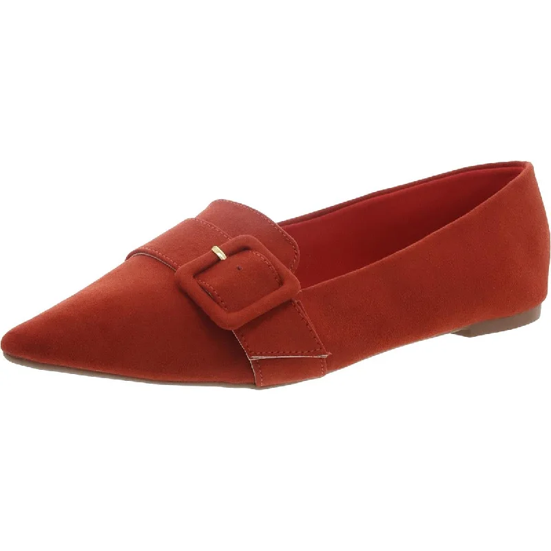 Comfy and stylish women's shoes for lounging around the houseWomens Suede Buckle Ballet Flats