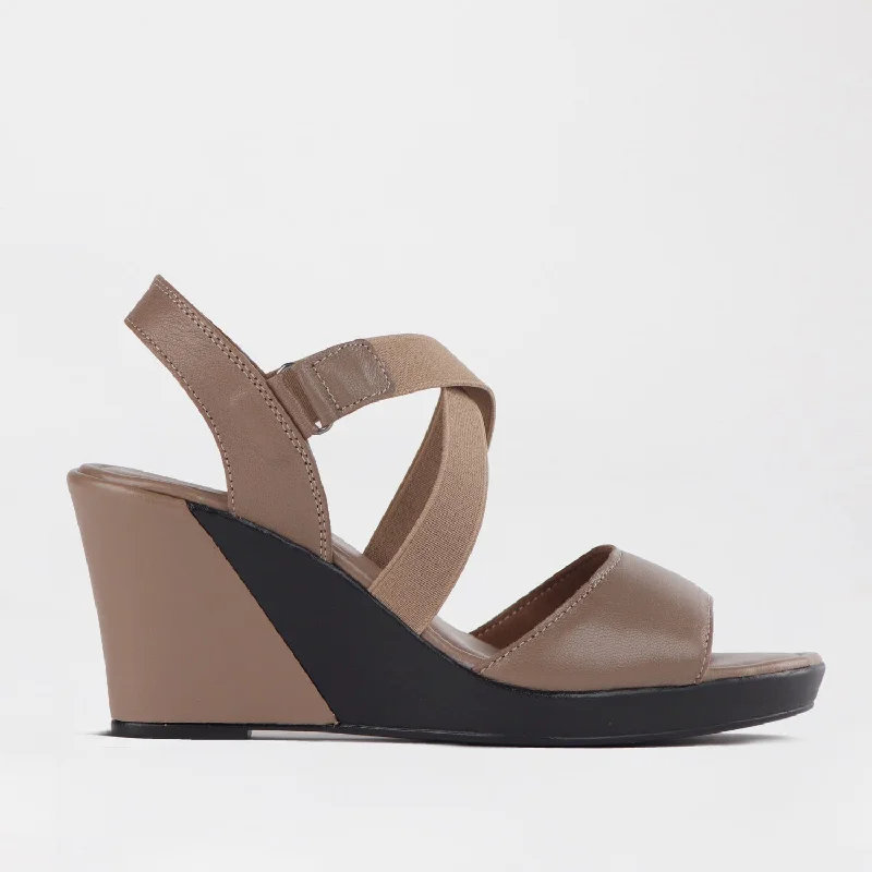 Comfy and stylish women's shoes for lounging around the houseCrossover Wedge Sandal in Stone - 12288 Comfy and stylish women's shoes for lounging around the houseCrossover Wedge Sandal in Stone - 12288