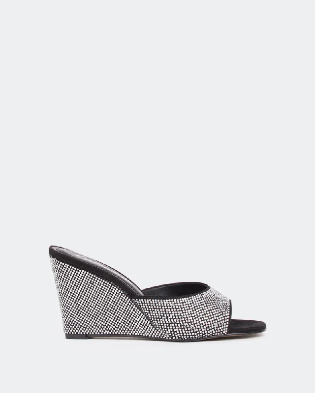 Chic and versatile women's footwearCrystal, Black Suede/Suède Noir