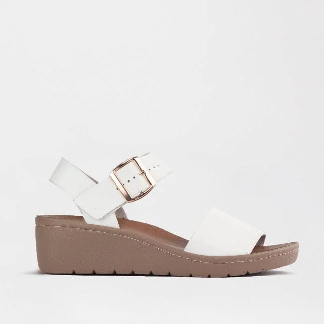 Stylish and supportive women's shoes for high archesDouble Band Wedge Slingback Sandal with Removable Footbed White - 12665 Stylish and supportive women's shoes for high archesDouble Band Wedge Slingback Sandal with Removable Footbed White - 12665