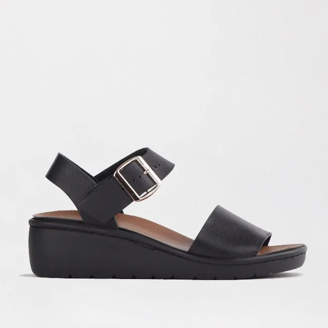 Bold and colorful women's shoes for making a statementDouble Band Wedge Slingback Sandal with Removable Footbed in Black - 12665 Bold and colorful women's shoes for making a statementDouble Band Wedge Slingback Sandal with Removable Footbed in Black - 12665