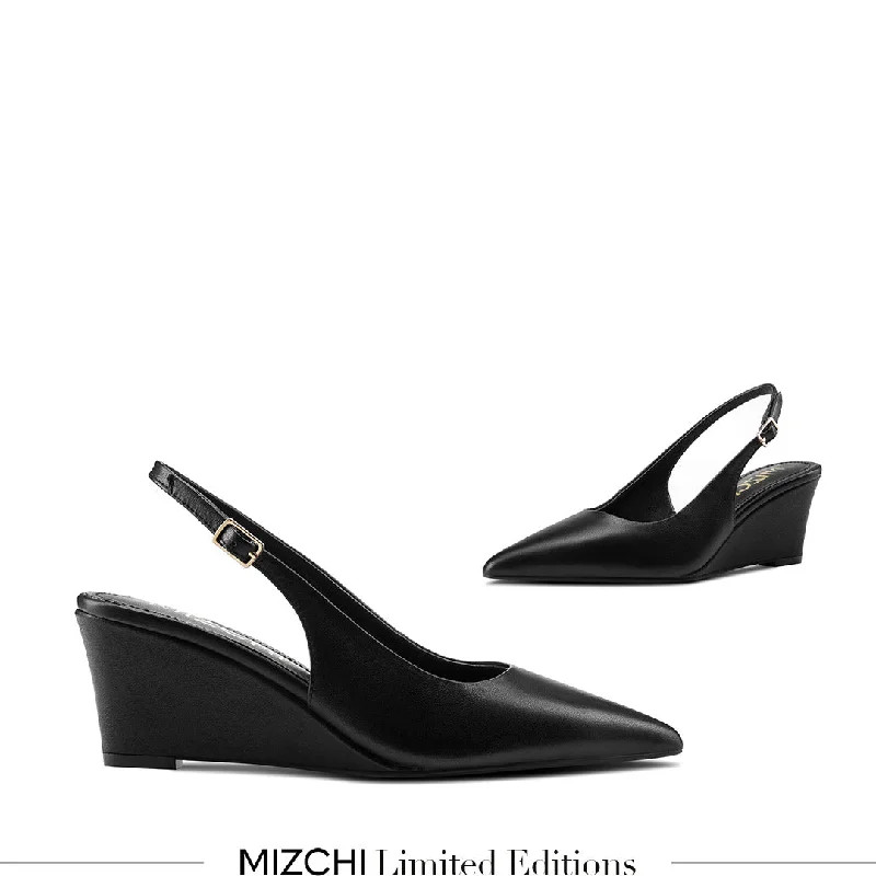 Elegant and sophisticated women's shoes for any formal event*ELLIOT - black leather slingback wedge Elegant and sophisticated women's shoes for any formal event*ELLIOT - black leather slingback wedge