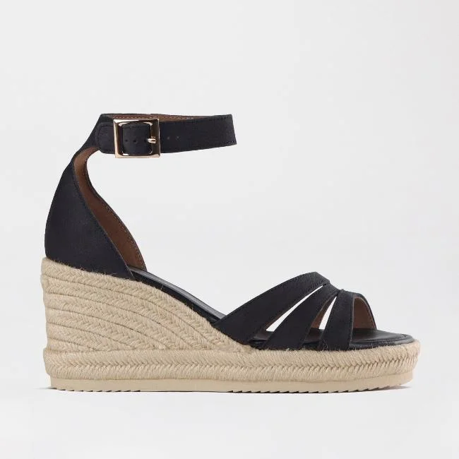 Versatile and stylish women's shoes for all occasions and seasonsEspadrille Ankle Strap Wedge Sandal in Black - 12682 Versatile and stylish women's shoes for all occasions and seasonsEspadrille Ankle Strap Wedge Sandal in Black - 12682