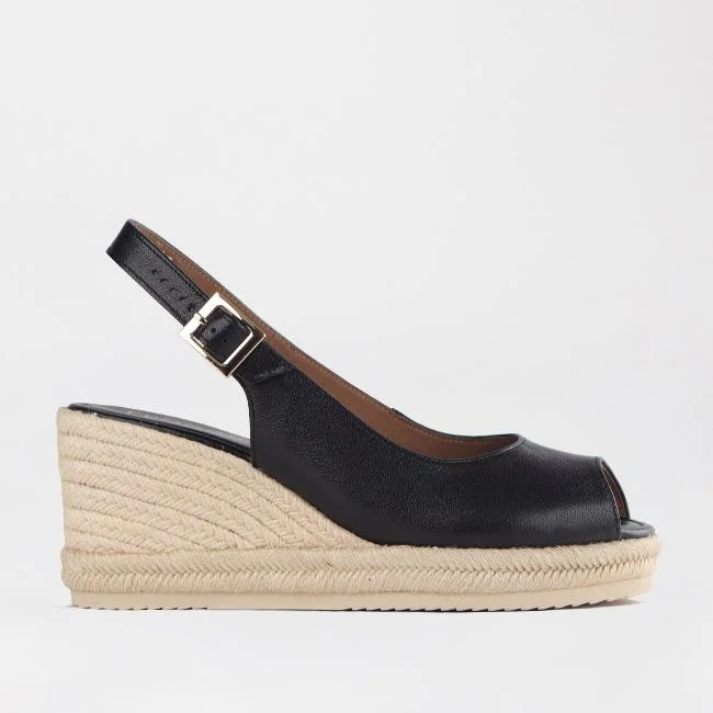 Comfy and stylish women's shoes for lounging around the houseEspadrille Slingback Wedge Sandal in Black - 12684 Comfy and stylish women's shoes for lounging around the houseEspadrille Slingback Wedge Sandal in Black - 12684