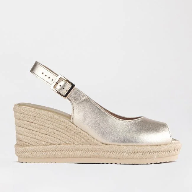 Effortlessly stylish women's shoe choicesEspadrille Slingback Wedge Sandal in Gold - 12684 Effortlessly stylish women's shoe choicesEspadrille Slingback Wedge Sandal in Gold - 12684